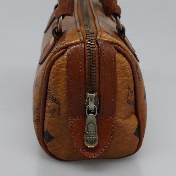 MCM Logogram Vicetos Hand Bag PVC Leather 2way Brown Gold Auth BA1440 - Picture 4 of 16